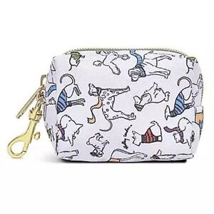 Radley London Dog Print Canvas Waste Bag Dispenser Leash Pouch White Gold